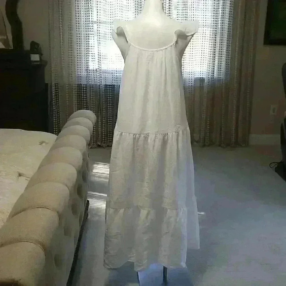 Frill-Sleeve Gauze Tiered Mid-Calf Dress - Picture 6 of 13